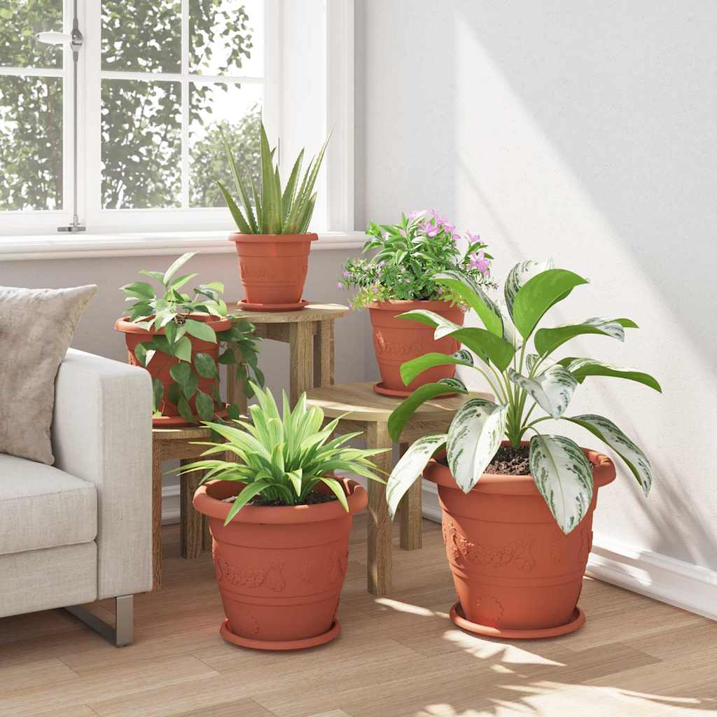 Vaso Rotondo per Fiori 24 pcs Rosso Mattone Ø 34 x 28 cm