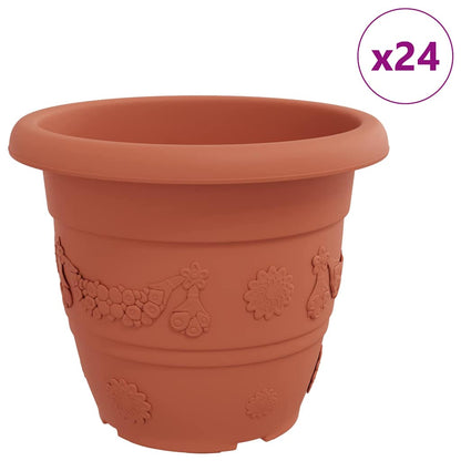 Vaso Rotondo per Fiori 24 pcs Rosso Mattone Ø 34 x 28 cm | homemem39
