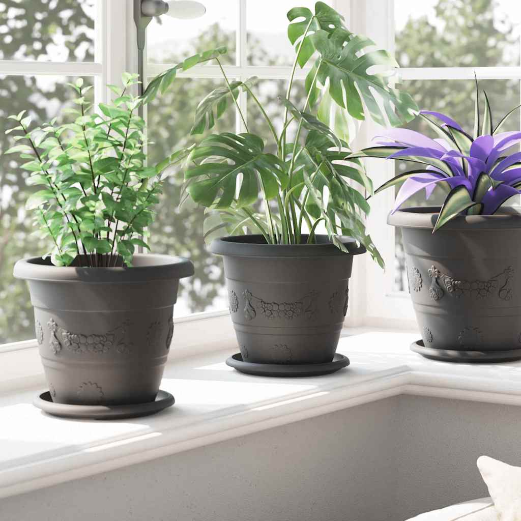 Vaso Rotondo per Fiori 24 pcs Nero Ø 22 x 18 cm Plastica