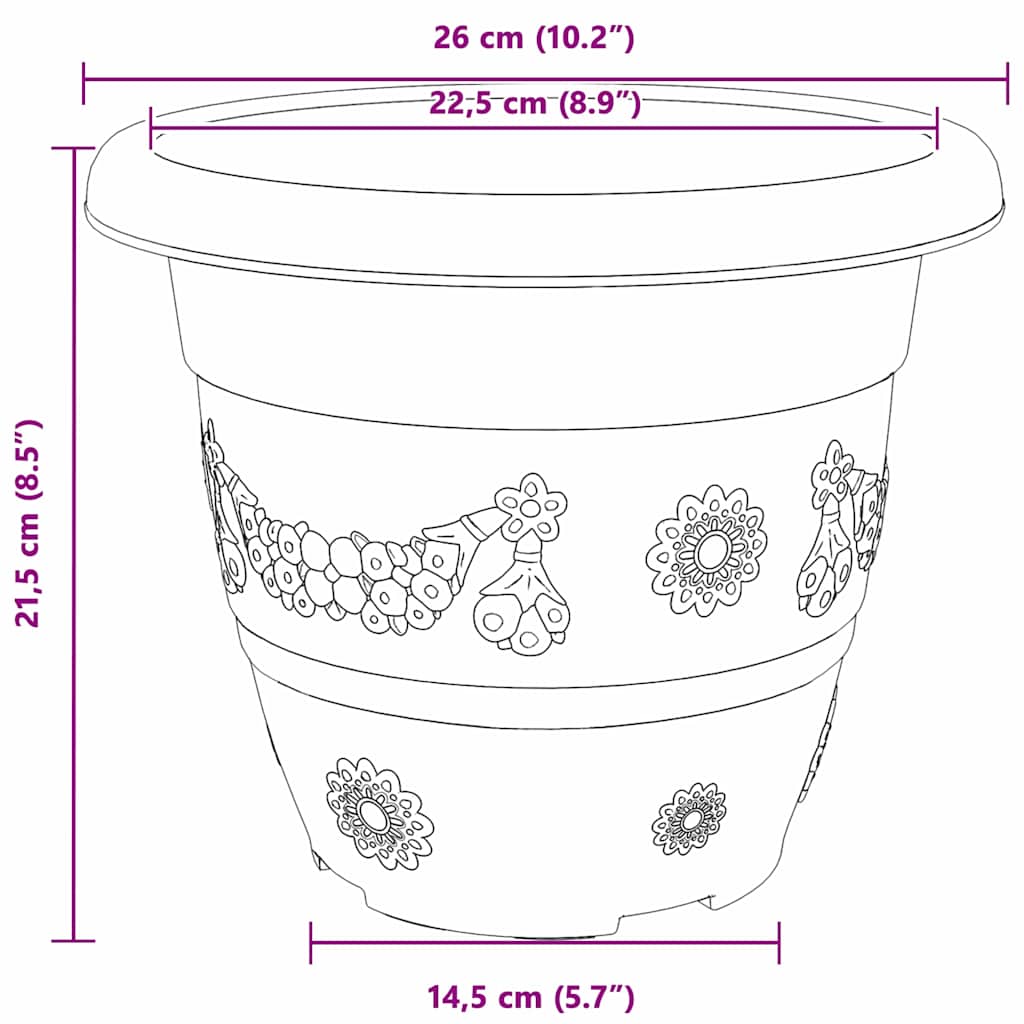 Vaso Rotondo per Fiori 24 pcs Nero Ø 26 x 21.5 cm Plastica | homemem39