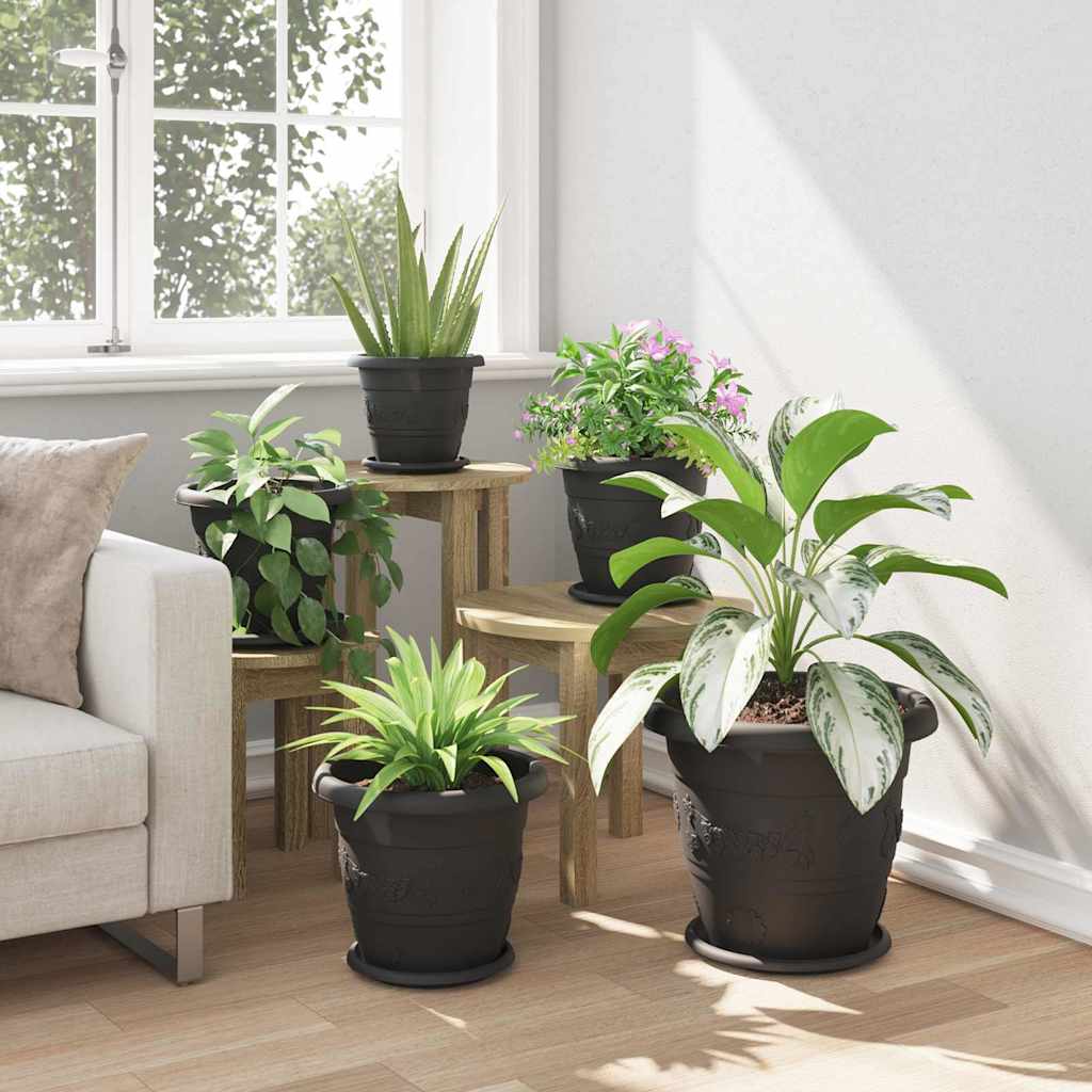 Vaso Rotondo per Fiori 24 pcs Nero Ø 30 x 25 cm Plastica | homemem39
