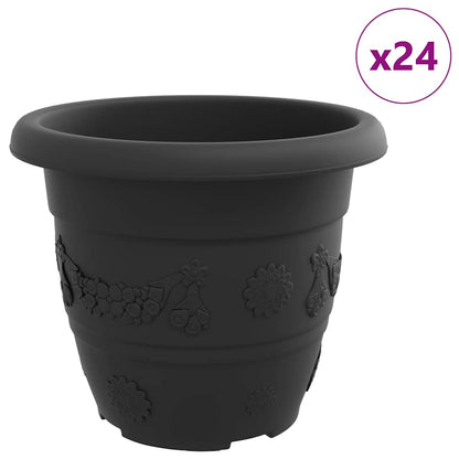 Vaso Rotondo per Fiori 24 pcs Nero Ø 30 x 25 cm Plastica | homemem39