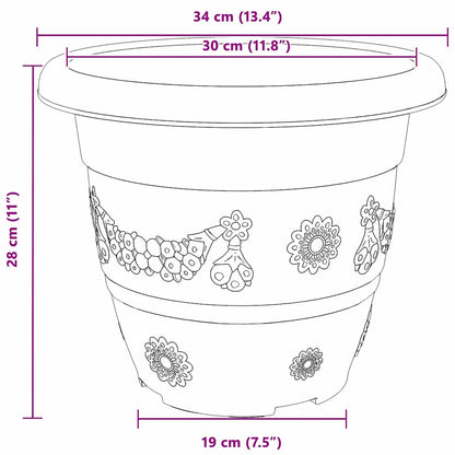 Vaso Rotondo per Fiori 24 pcs Nero Ø 34 x 28 cm Plastica | homemem39