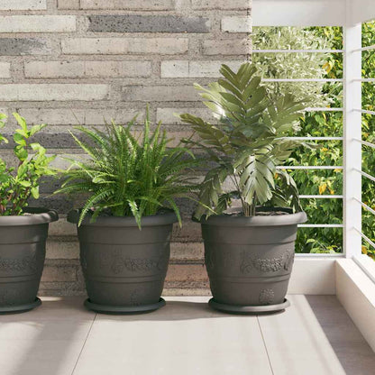 Vassoio Rotondo per Fiori 6 pcs Nero Ø 14 x 2 cm Plastica