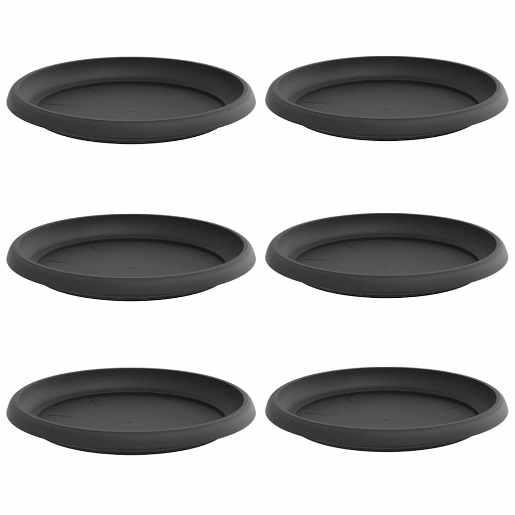 Vassoio Rotondo per Fiori 6 pcs Nero Ø 14 x 2 cm Plastica | homemem39