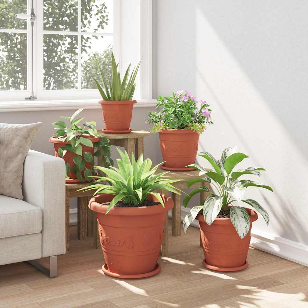 Vassoio Rotondo per Fiori 24 pcs Rosso Mattone Ø 27 x 2,5 cm | homemem39