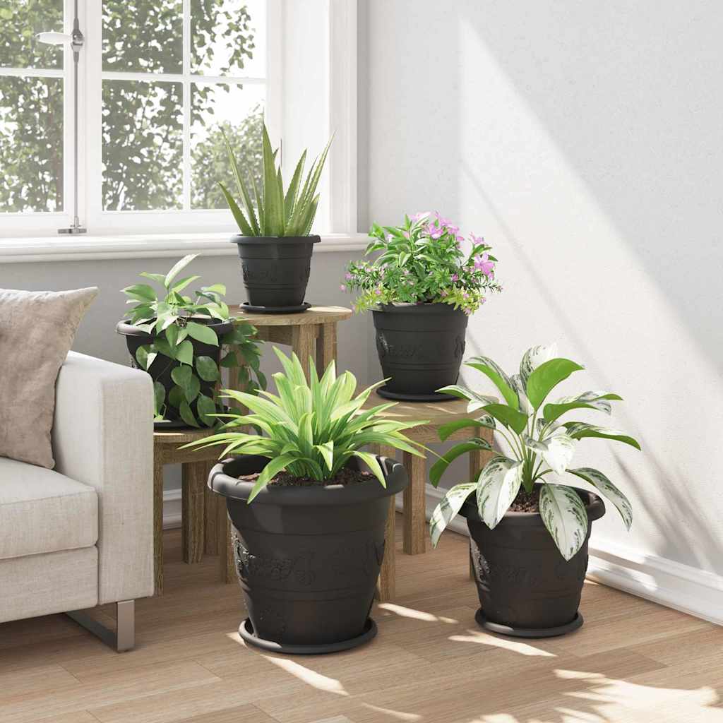 Vassoio Rotondo per Fiori 24 pcs Nero Ø 27 x 2,5 cm Plastica | homemem39