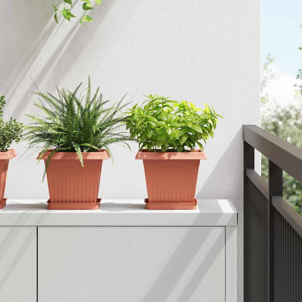Vaso quadrato per fiori 6 pcs Rosso Mattone 20 x 20 x 16 cm