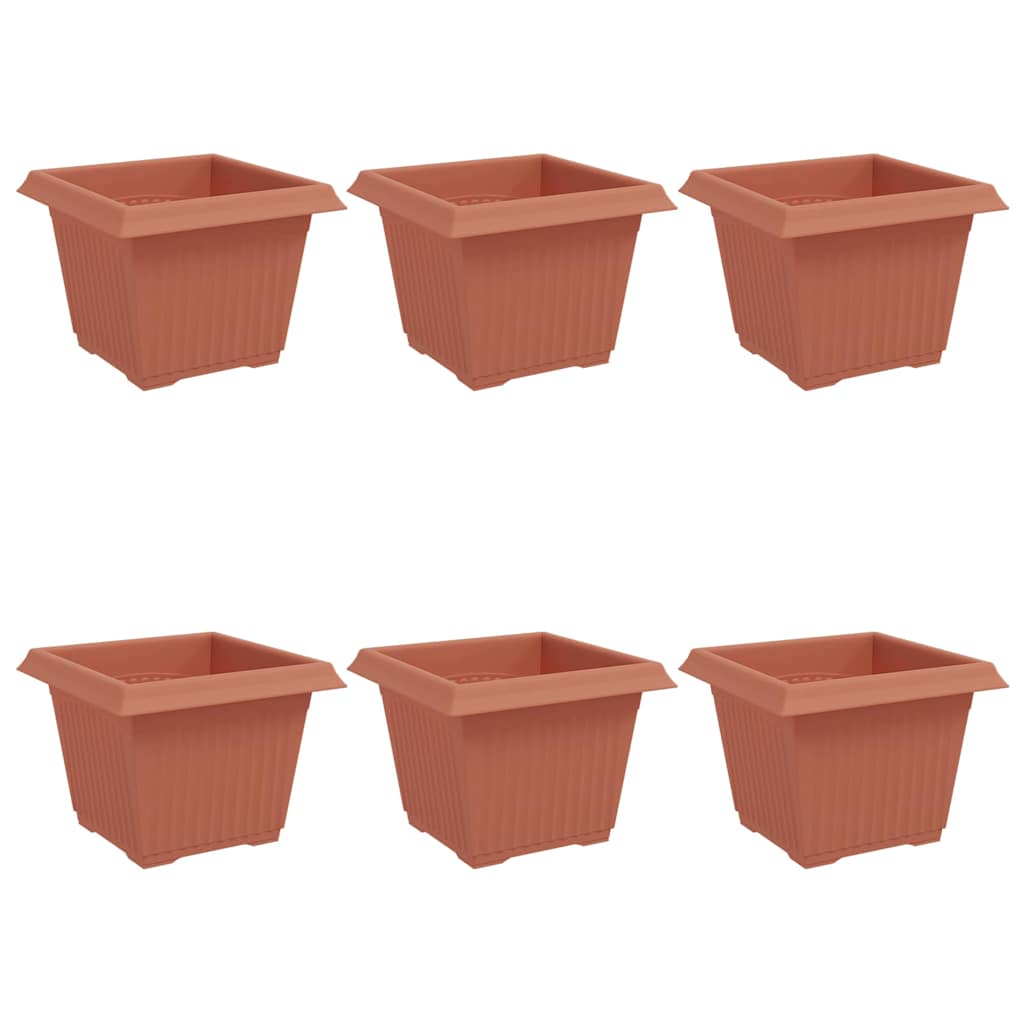 Vaso quadrato per fiori 6 pcs Rosso Mattone 43 x 43 x 33.5 cm