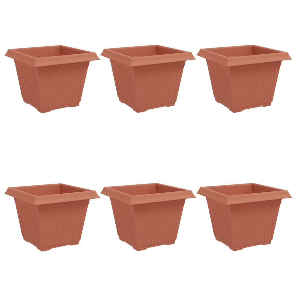 Vaso quadrato per fiori 6 pcs Rosso Mattone 28,5 x 28,5 x 22 cm