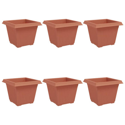 Vaso quadrato per fiori 6 pcs Rosso Mattone 28,5 x 28,5 x 22 cm