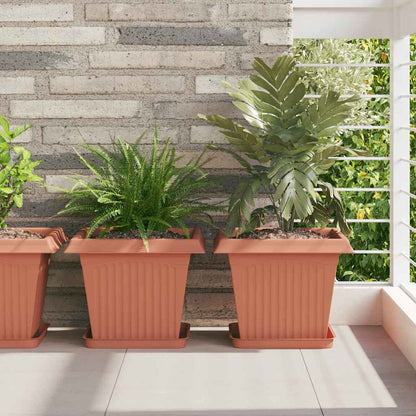 Vaso quadrato per fiori 6 pcs Rosso Mattone 33 x 33 x 26 cm | homemem39