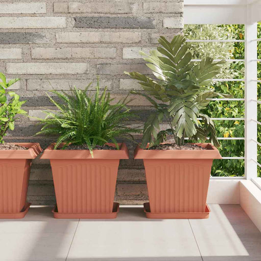 Vaso quadrato per fiori 6 pcs Rosso Mattone 33 x 33 x 26 cm | homemem39