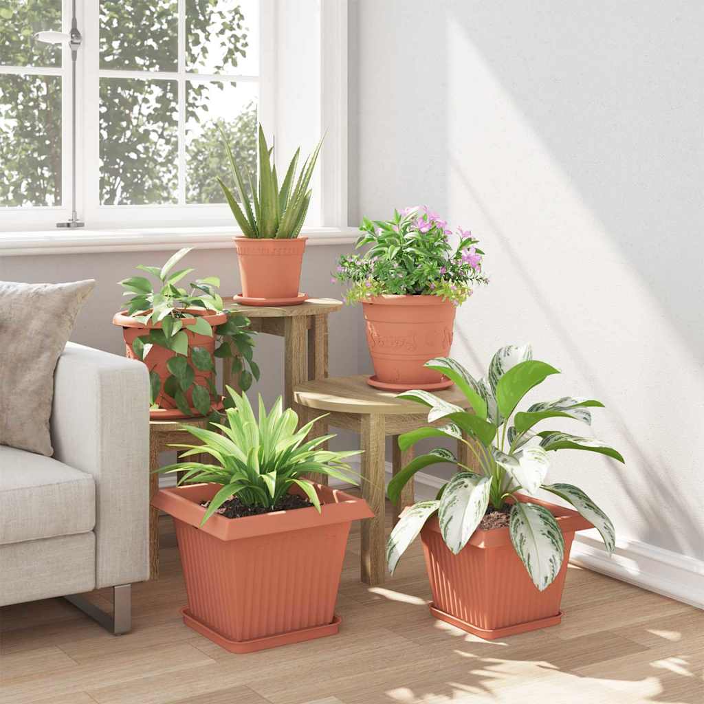Vaso quadrato per fiori 6 pcs Rosso Mattone 33 x 33 x 26 cm | homemem39