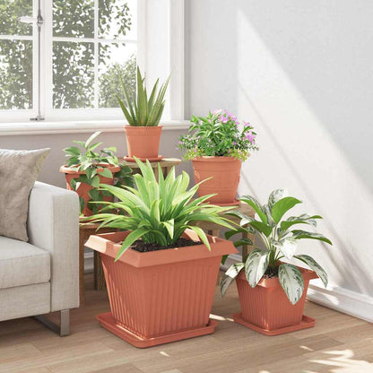 Vaso quadrato per fiori 6 pcs Rosso Mattone 43 x 43 x 33,5 cm | homemem39