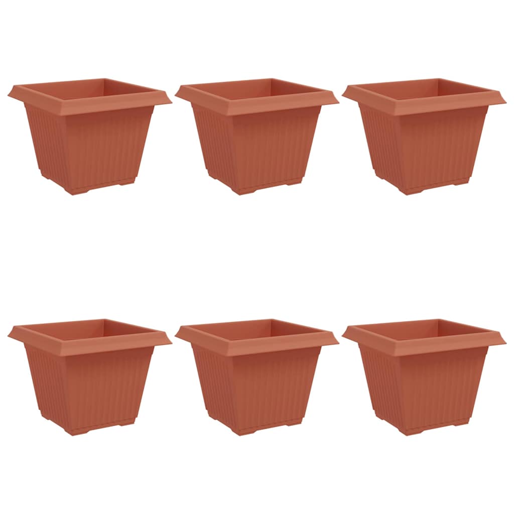 Vaso quadrato per fiori 6 pcs Rosso Mattone 43 x 43 x 33,5 cm | homemem39