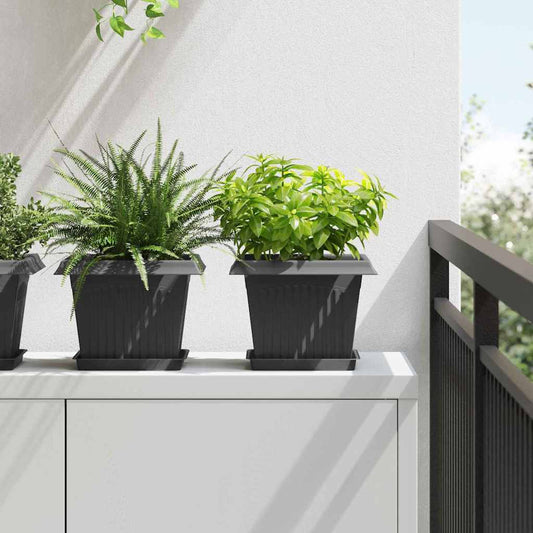 Vaso quadrato per fiori 6 pcs Nero 23 x 23 x 17,5 cm Plastica