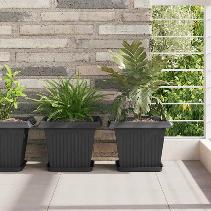 Vaso quadrato per fiori 6 pcs Nero 28,5 x 28,5 x 22 cm Plastica | homemem39
