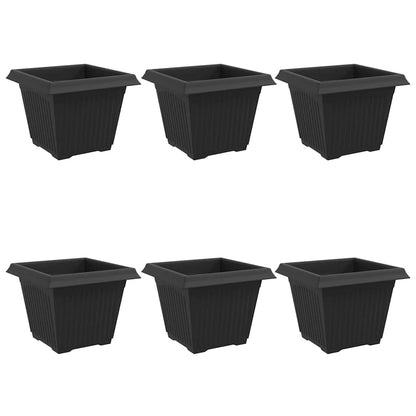 Vaso quadrato per fiori 6 pcs Nero 28,5 x 28,5 x 22 cm Plastica | homemem39