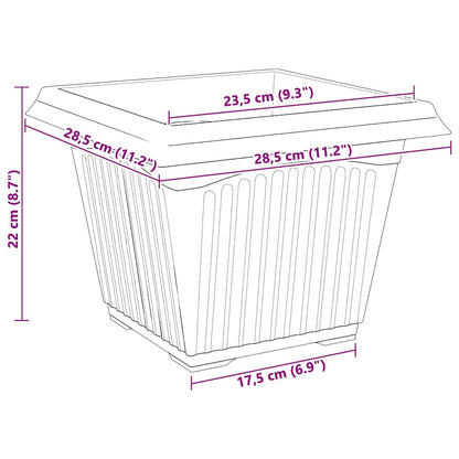 Vaso quadrato per fiori 6 pcs Nero 28,5 x 28,5 x 22 cm Plastica | homemem39