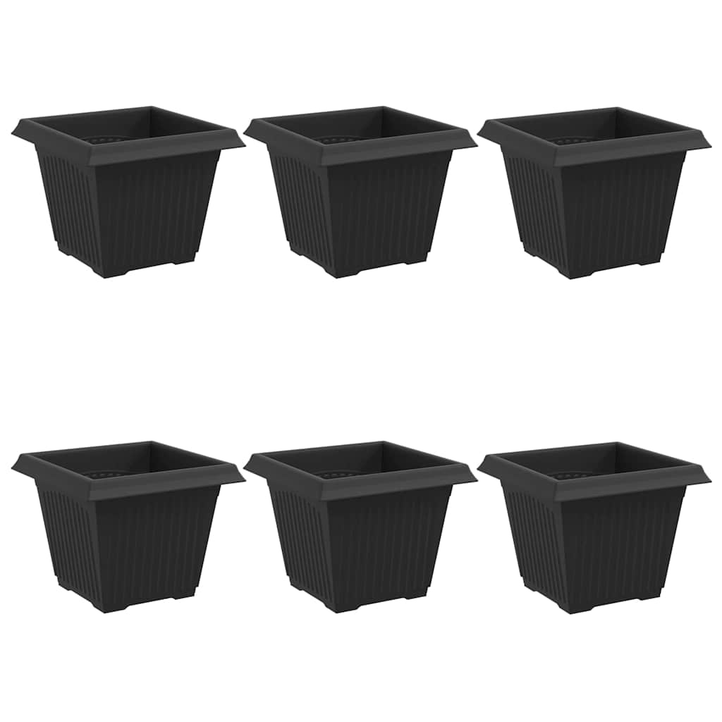 Vaso quadrato per fiori 6 pcs Nero 33 x 33 x 26 cm Plastica | homemem39