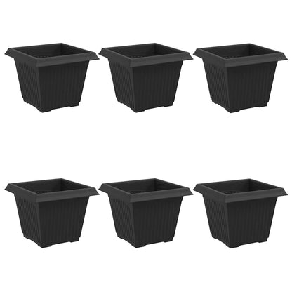 Vaso quadrato per fiori 6 pcs Nero 33 x 33 x 26 cm Plastica | homemem39