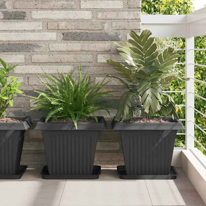 Vaso quadrato per fiori 6 pcs Nero 38 x 38 x 30 cm Plastica | homemem39