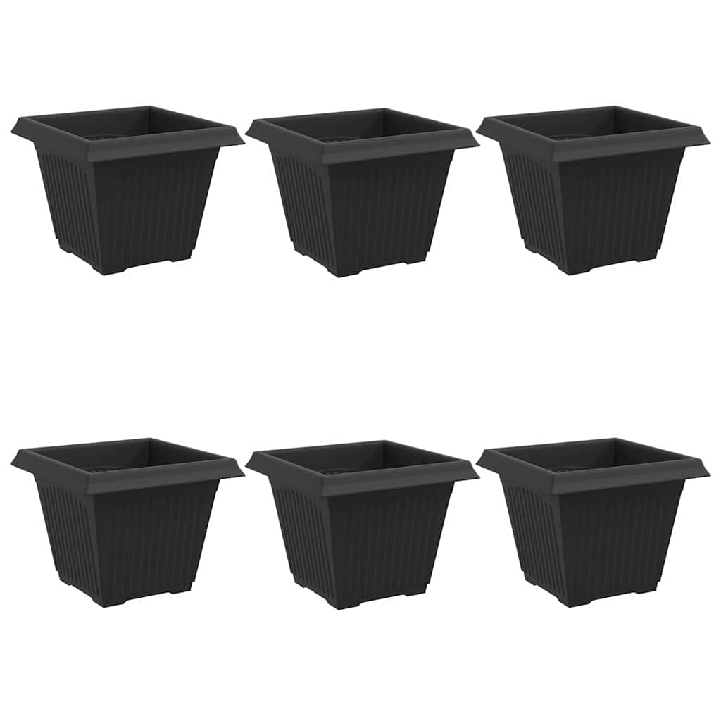 Vaso quadrato per fiori 6 pcs Nero 38 x 38 x 30 cm Plastica | homemem39