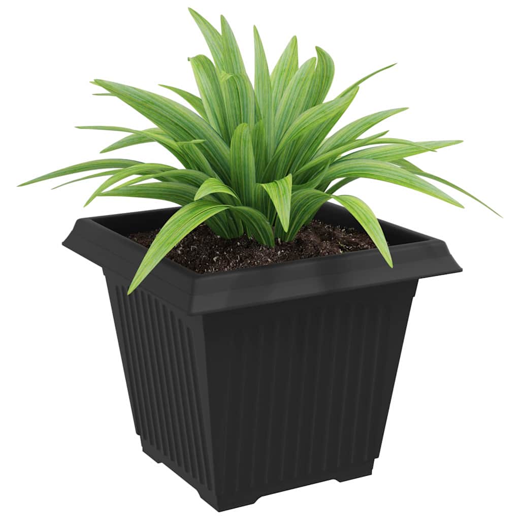 Vaso quadrato per fiori 6 pcs Nero 38 x 38 x 30 cm Plastica | homemem39