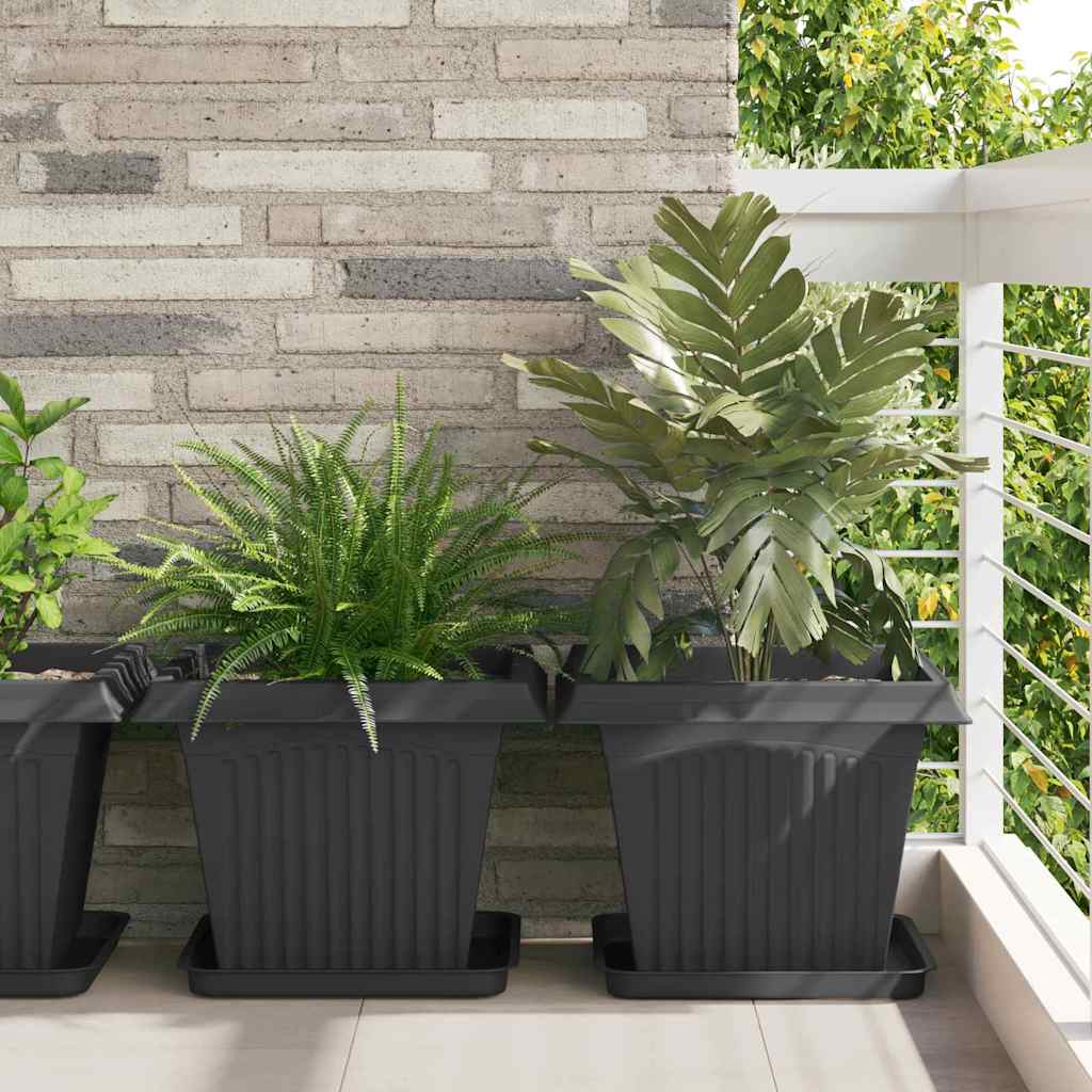Vaso quadrato per fiori 6 pcs Nero 43 x 43 x 33,5 cm Plastica