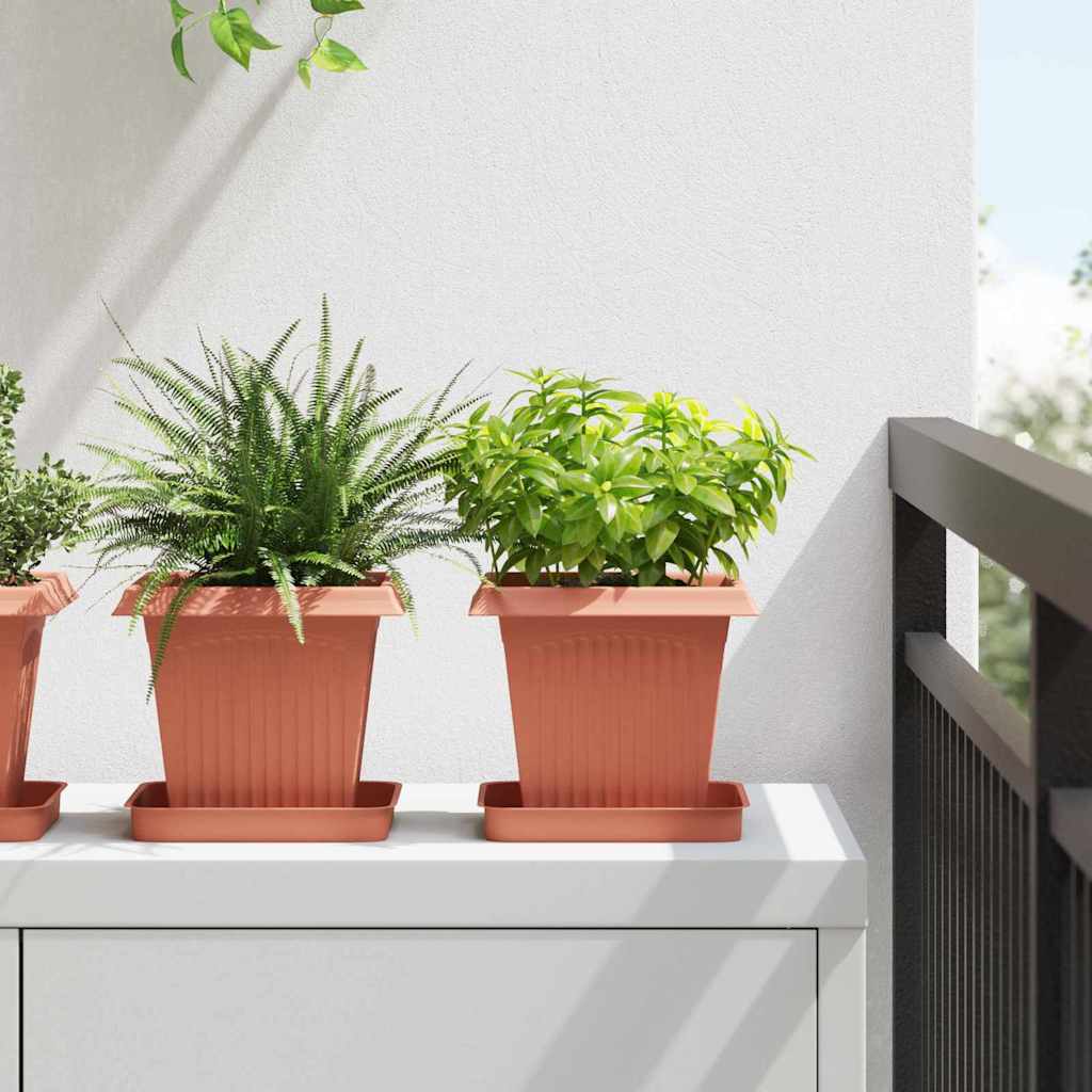 Vaso quadrato per fiori 24 pcs Rosso Mattone 16 x 16 x 14 cm | homemem39