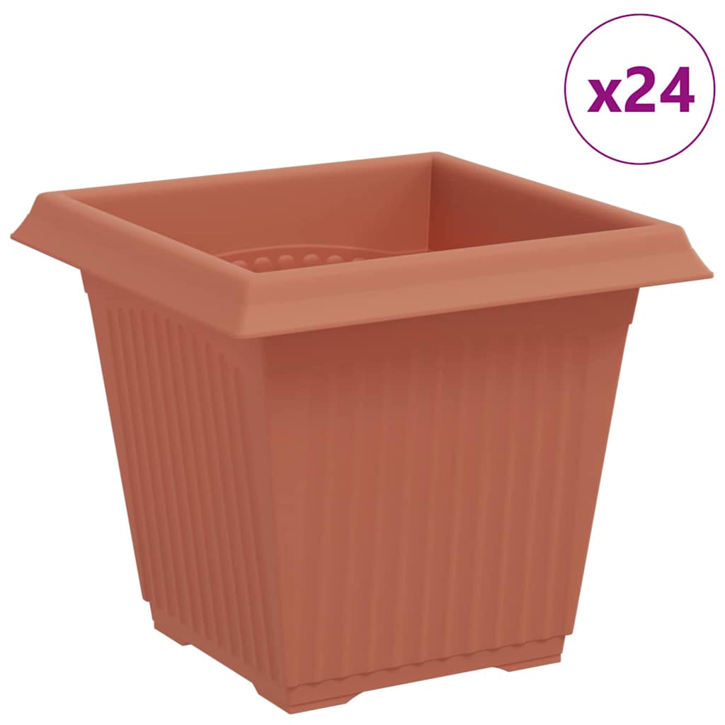 Vaso quadrato per fiori 24 pcs Rosso Mattone 16 x 16 x 14 cm | homemem39