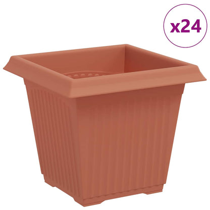 Vaso quadrato per fiori 24 pcs Rosso Mattone 16 x 16 x 14 cm | homemem39