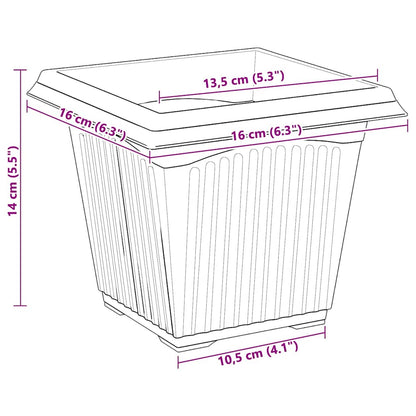 Vaso quadrato per fiori 24 pcs Rosso Mattone 16 x 16 x 14 cm | homemem39
