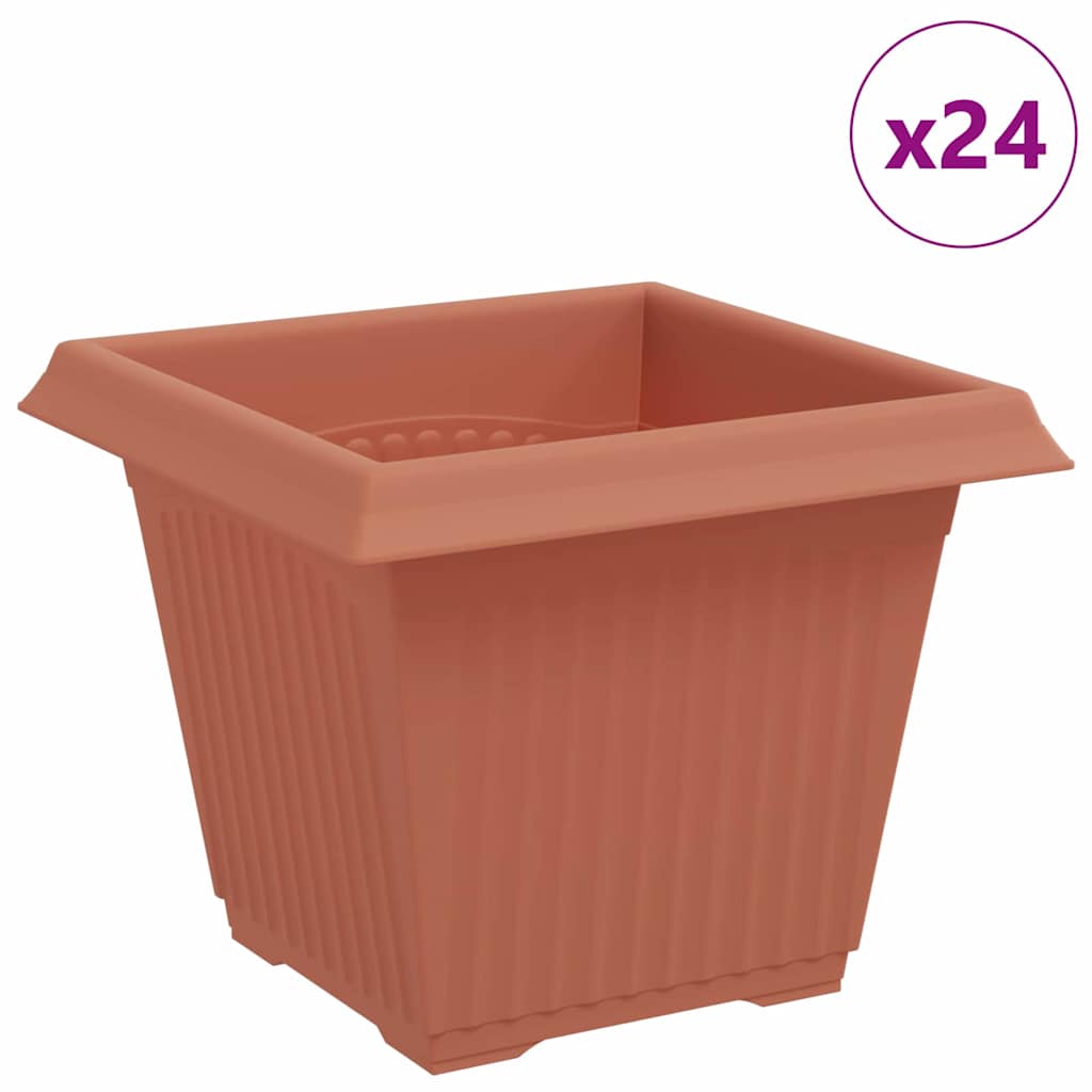 Vaso quadrato per fiori 24 pcs Rosso Mattone 20 x 20 x 16 cm | homemem39