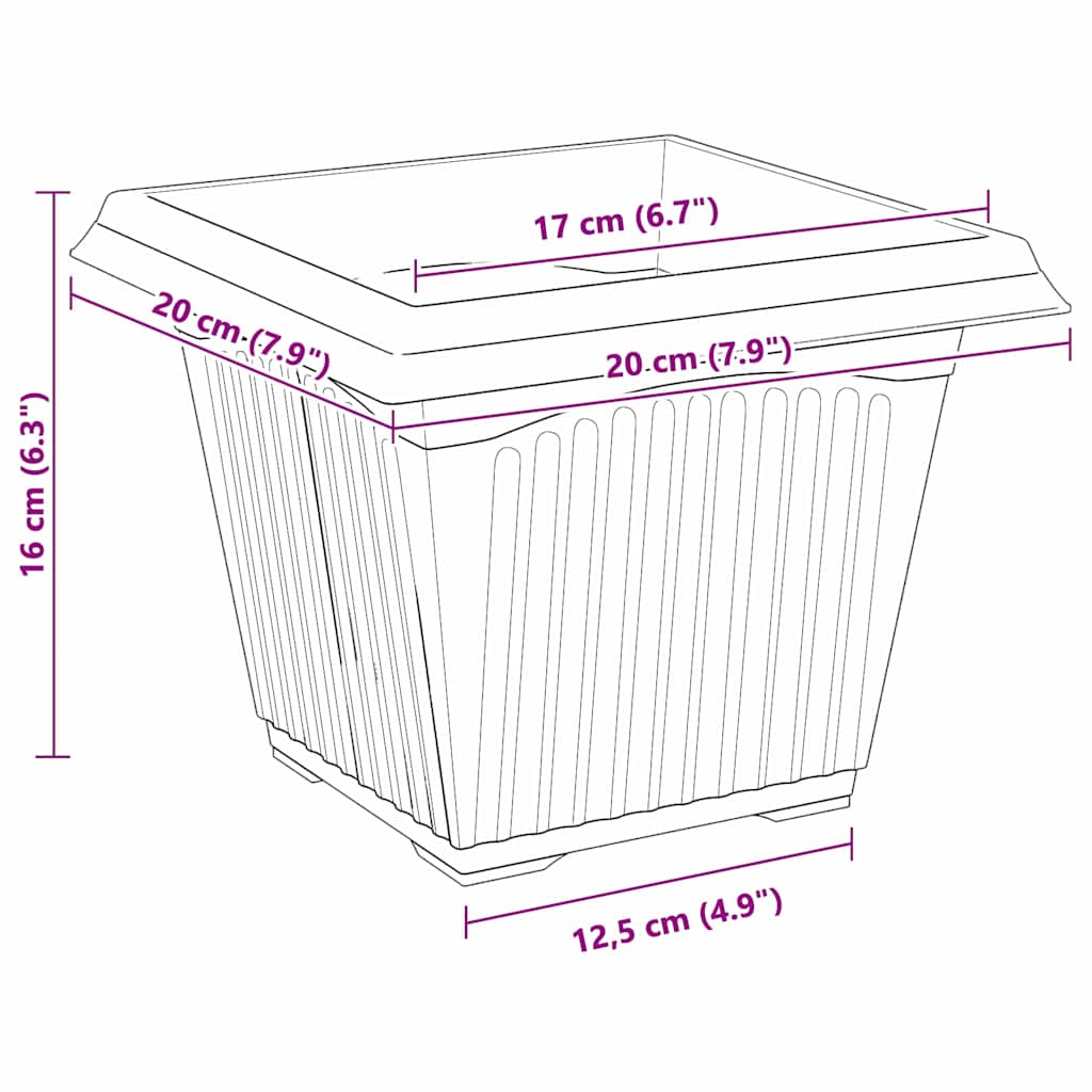 Vaso quadrato per fiori 24 pcs Rosso Mattone 20 x 20 x 16 cm | homemem39