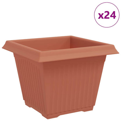 Vaso quadrato per fiori 24 pcs Rosso Mattone Plastica