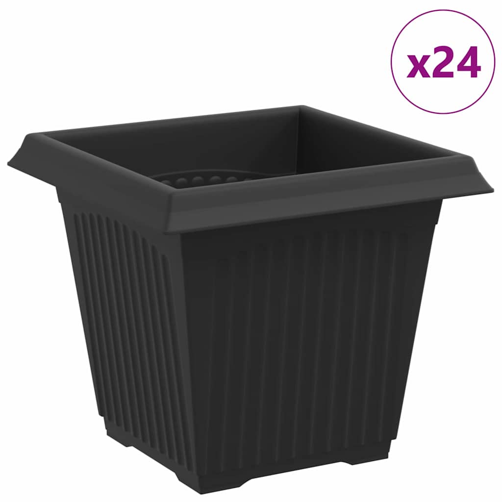 Vaso quadrato per fiori 24 pcs Nero 16 x 16 x 14 cm Plastica | homemem39