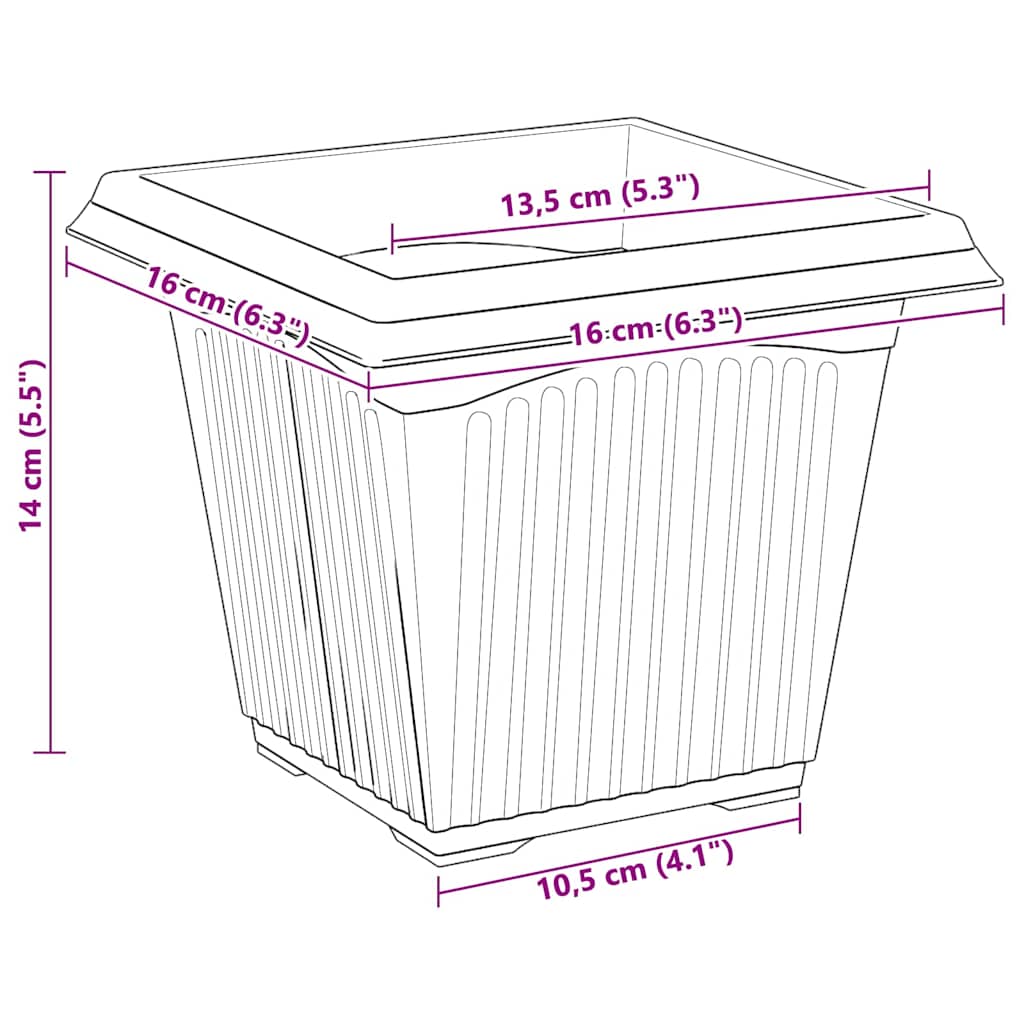 Vaso quadrato per fiori 24 pcs Nero 16 x 16 x 14 cm Plastica | homemem39