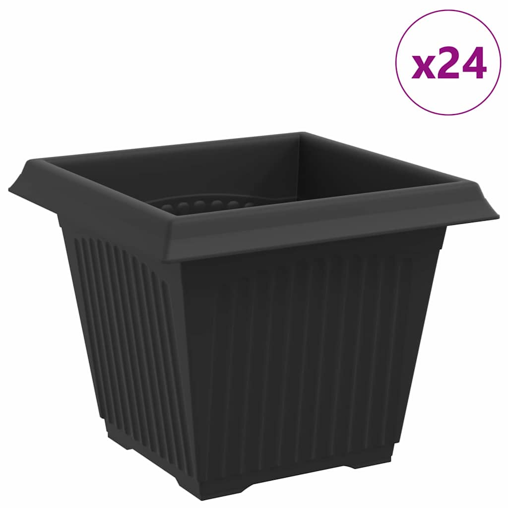Vaso quadrato per fiori 24 pcs Nero 20 x 20 x 16 cm Plastica | homemem39