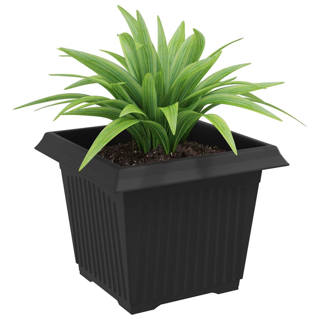 Vaso quadrato per fiori 24 pcs Nero 23 x 23 x 17,5 cm Plastica | homemem39