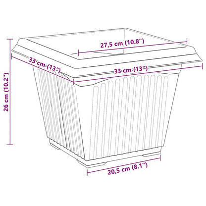 Vaso quadrato per fiori 24 pcs Nero 33 x 33 x 26 cm Plastica | homemem39