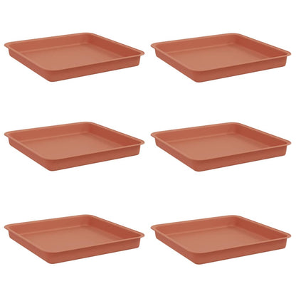 Vassoio Quadrato per Fiori 6 pcs Rosso Mattone 18 x 18 x 2 cm | homemem39