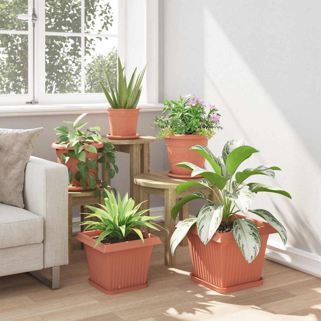 Vassoio Quadrato per Fiori 6 pcs Rosso Mattone 21 x 21 x 2 cm | homemem39