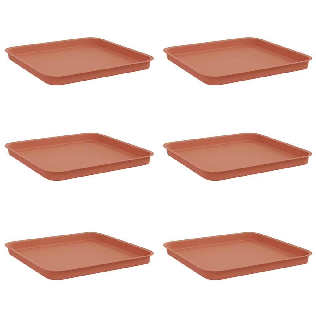 Vassoio Quadrato per Fiori 6 pcs Rosso Mattone 32 x 32 x 2,5 cm | homemem39