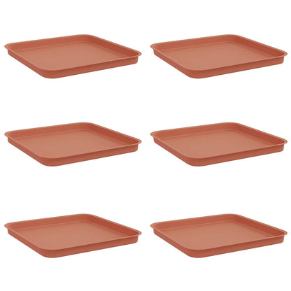 Vassoio Quadrato per Fiori 6 pcs Rosso Mattone 32 x 32 x 2,5 cm | homemem39