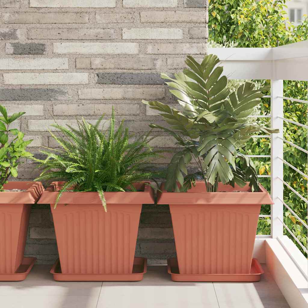 Vassoio Quadrato per Fiori 6 pcs Rosso Mattone 36 x 36 x 2.5 cm | homemem39