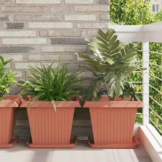 Vassoio Quadrato per Fiori 6 pcs Rosso Mattone 36 x 36 x 2.5 cm | homemem39