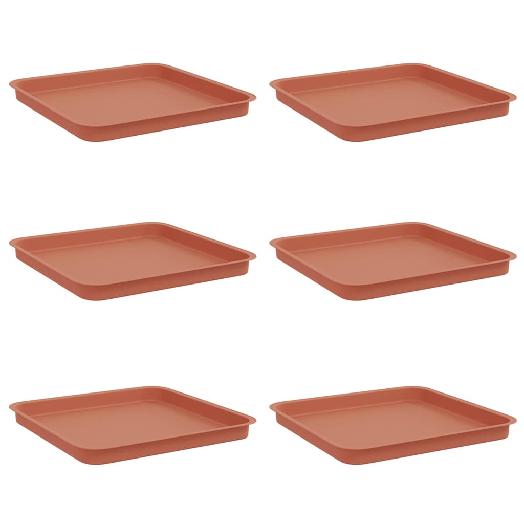 Vassoio Quadrato per Fiori 6 pcs Rosso Mattone 36 x 36 x 2.5 cm | homemem39
