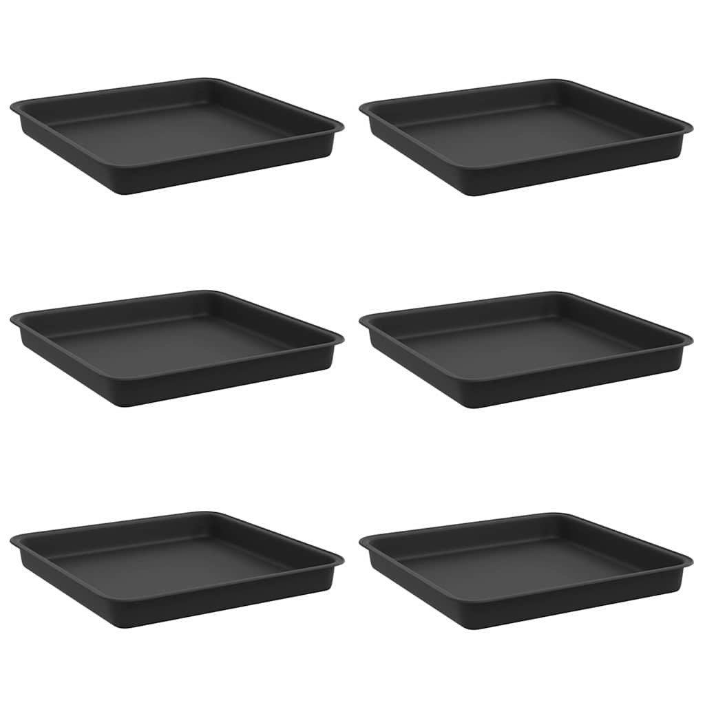 Vassoio Quadrato per Fiori 6 pcs Nero 18 x 18 x 2 cm Plastica | homemem39